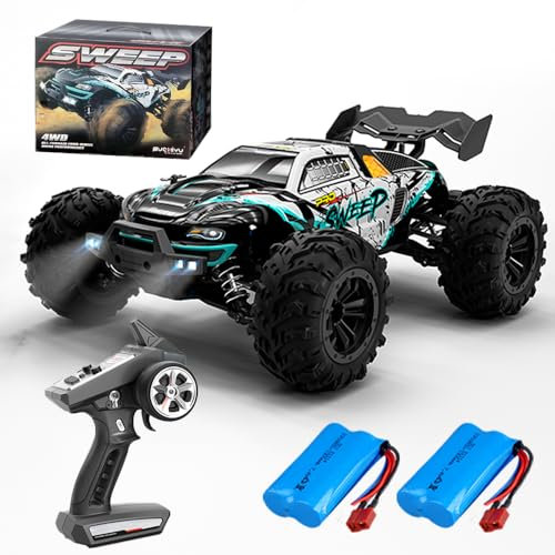 X-Verse 16101PRO Voiture télécommandée avec Moteur Brushless, 1:16 4WD 70KM/H RC Voiture Camion, 2,4 GHz Tout Terrain Buggy RC Crawler Jouet, Cadeau pour Enfants Adultes,2 Piles
