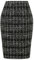 Kinghua Damen Bleistiftrock aus Wolle, kariert, Herbst, Winter, hohe Taille, Schlitz, figurbetont, Knielang, Midirock, Tweed Schwarz, X-Groß