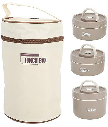 Box, con Aislamiento Térmico Contenedores de Alimentos con Sellado Portátil Caja para Almacenamiento de Alimentos de Acero Inoxidable (3 piezas)