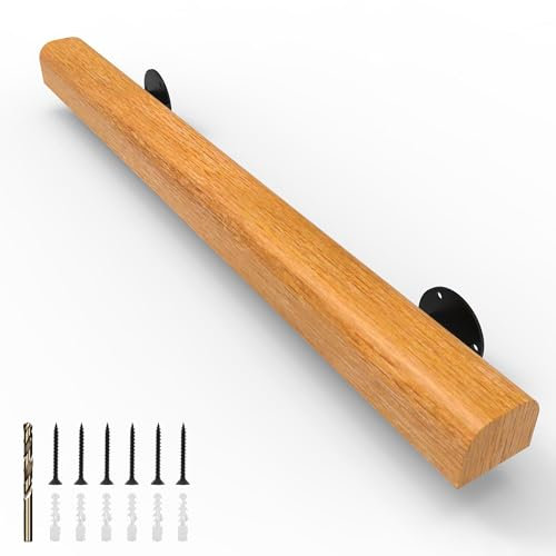 YEOOE 1FT Wood Stair Handrails Wall Mount, Hand Railings for Stairs Indoor Outdoor, Non-Slip Staircase Handrail for Corridor, Lofts, Patio, Kindergarten Guardrail (Size: 1ft)
