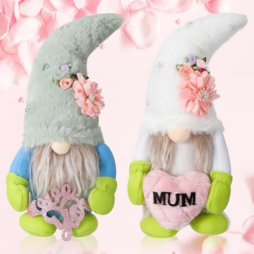 Aoriher 2 Stück Muttertag Gonk Zwerg Handgefertigte Plüsch Figuren Puppen Gesichtslos Gonk Ornament Tischplatte Liebe Zwerg Puppen Zwergelf Dekoration für Mama Geburtstag Jahrestag