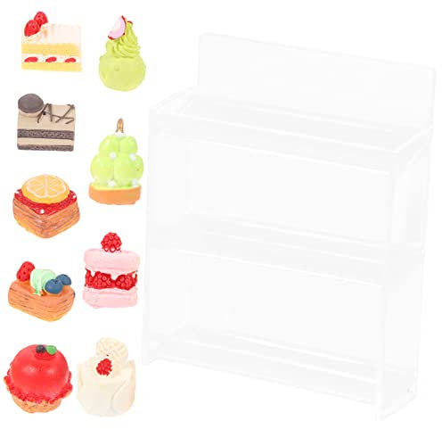 DRESSOOS Kinderspielzeug 1 Satz Ausstellungsregal Feengarten Zubehör Harz-Gebäckornament Modelle Möbel Puppenhaus-Miniaturständer Miniatur-Dessert und Ständer Lagerung Spielzeugzimmer Baby