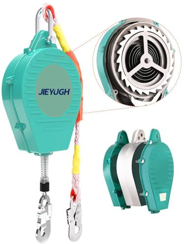 JIEYUGH Height Safety Device,Fall Protection 3m/5m/10 m 15m/20m/30m/40m/50m/60m,Abseiling Device Safety Rope for Roof and Air Work, Climbing Safety Device Retractable, Maximum Load 150 kg (Size : 5M)