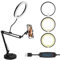 UPROZIL Overhead Phone Mount with Ring Light & Stand, Flexible Adjustable Arm Ring Light with Stable Stand, Dimmable Ring Light for Desk with Phone Camera Webcam Holder for Live Stream Video Recording