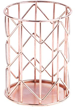 PIPONS Pot a Crayon Porte-Stylo for Bureau, Maquillage Porte-Brosse Rose Gold Metal Fil Porte-gobelets à la Maison Papeterie Décor de Papeterie Pot a Crayon Bureau (Color : RD)