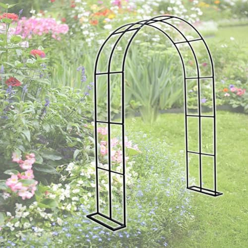Rosenbogen Metall Gartenbogen Pergola Torbogen Erweitern Rankbogen Rosen Hochzeit Bogen Dekoration 80x200cm 140x230cm 300x350cm für Hochzeit Party Kletterpflanzen (Color : Black, Size : 120x220cm/3.