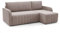 ELUKS Universal L Shaped Corner Sofa Bed Montana | Velvet Fabric | With Cushions, Storage, Bonnel Spring | Grey, Graphite, Light Cococa | Sleeping Function | Left or Right Corner (Light Cocoa)
