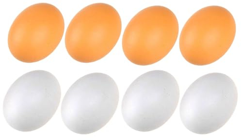 8 pièces Œufs de Poule Faux, Œufs de Poule, Oeufs de Poule Faux, œufs en Bois, Faux œufs en Bois, Faux Oeufs de Poule, Faux Oeufs pour Poulailler, Œufs en Bois, favorisent la Ponte (Jaune + Blanc)