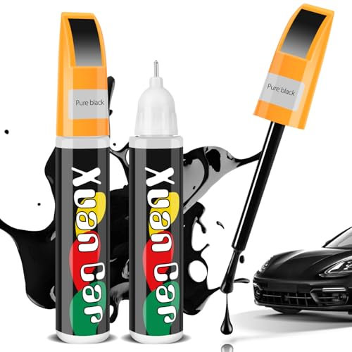 2PCS Bolígrafo Retoque Coche Negro 12ML, 2 en 1Rotulador Retoque Pintura Coche, Bolígrafo Reparador Arañazos Coche, Bolígrafo Quita Arañazos Coche, Rápida Bolígrafo de Pintura para Coche