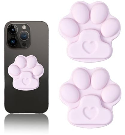 2PCS Vilbocr Silicone Cute Cat Mobile Phone Grip Stand,Phone Suction Holder,Collapsible Cellphone Finger Grip Holder for Smartphone Tablet Cell Phone Accessory (pink)