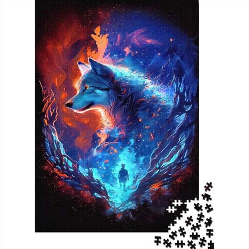 Puzzle 1000 Teile, Tiernebel, Wolf, quadratisches Puzzle für Kinder, Holzpuzzle, anspruchsvolles Spiel, Puzzle, 1000 Teile (75 x 50 cm)