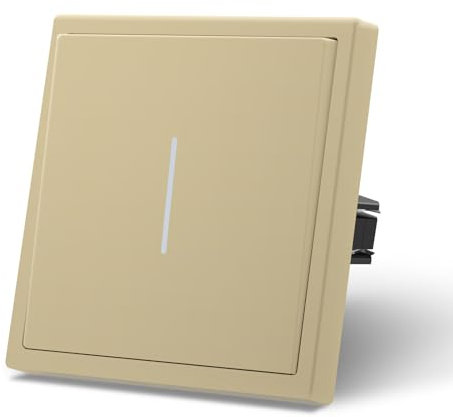 MVAVA Lichtschalter 1 Fach 1 Weg, Lichtschalter Unterputz mit Federanschlüsse, Seidig-Matte Wandschalter mit LED Kontrollleuchte, 80mm*80mm Gold, M3-Serie