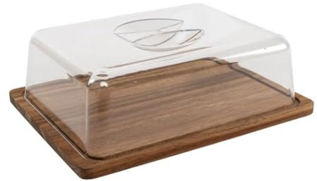 ROCKING GIFTS Quesera Rectangular de Madera con Tapa Acacia 24x18 cm