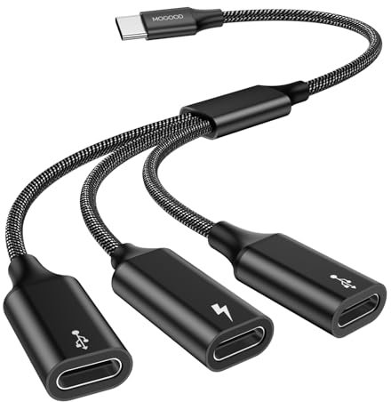MOGOOD Divisor USB C, cable adaptador de 3 puertos tipo C a USB C hembra para transferencia de datos y carga, OTG para iPhone serie 15, Mac, PS5, laptop, auriculares (paquete de 1)