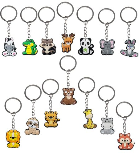 Lot de 14 Porte-clés Animaux Porte-clés Animal De Dessin Animé Mini Porte clé pour Enfants pour Clés Portefeuilles Sacs à Dos Sacs à Main Téléphones Portables