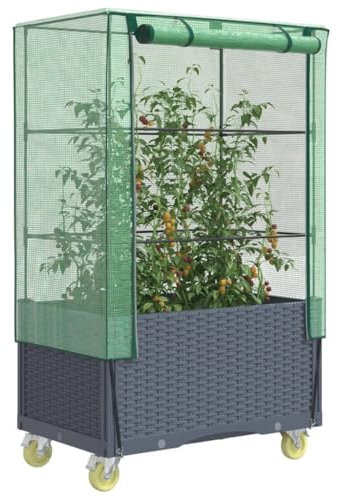 Somanki Hochbeet mit Aufsatz und Rollen Rattan-Optik 80x50x182 cm, Palettenrahmen, Hochteich, Gemüsebeet, Kräuterregal Balkon, Blumenbeet, Kräuterspirale, Tomatenbeet, Pflanzhochbeet - 4015836