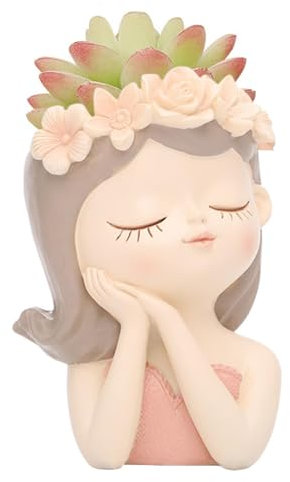 Teksome Maceta con Forma de niña, Linda Maceta para Plantas suculentas | Macetero Hecho a Mano para Flores,Maceta de Resina con contenedor de bonsái para decoración de oficinas en el hogar