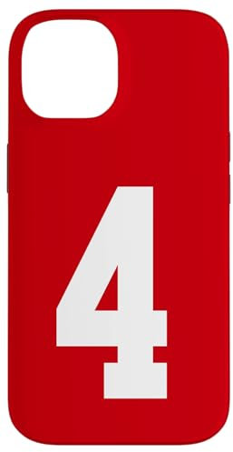 Number 4 college sports style in white Case for iPhone 14