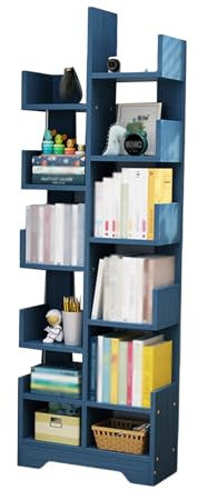 Libreria Ad Albero, Ripiani Verticali For Organizzare I Libri, Libreria A Forma Di Albero A 7/9/11 Livelli For Risparmiare Spazio In Soggiorno, Camera Da Letto (include Solo Libreria)(Blue,41x17x144cm