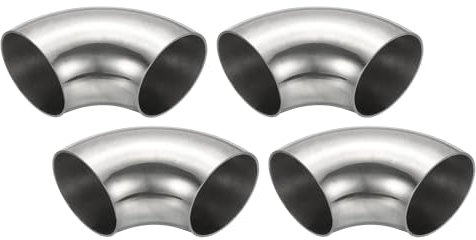 PATIKIL 4 Stück Edelstahl Rohrbogen 90 Grad Bogen, 54mm OD Stahl Auspuffbogen Auspuffrohrverbinder Edelstahlbogen 304 Edelstahl Rohr für Auspuffrohr Treppengeländer Auto HVAC
