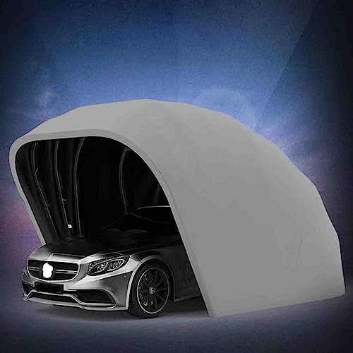 DSYYNAY Cochera a Prueba de Todo Clima, Garaje Plegable móvil Toldo de Coche Cochera Semiautomática Anti-exposición, Refugio Durable con Cerradura, 18 pies (Silver)