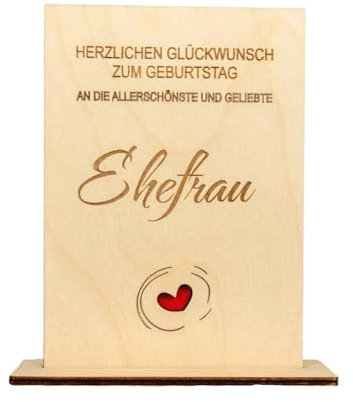 Vendcomm Personalisierte Grußkarte aus Birkenholz – Gravierte Geburtstagskarte aus Holz – Einzigartiges Geschenk für Ihre Lieben (Ehefrau)