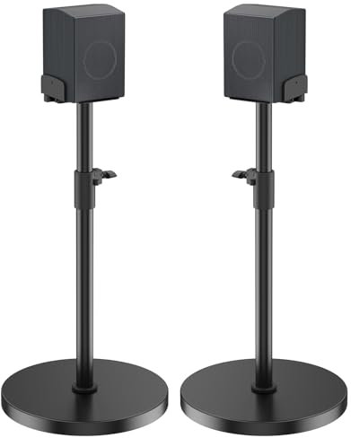 Heavy Duty Universal Bookshelf Speaker Stands Height Adjustable Max to 37.5 for Edifier, KRK, Klipsch, Polk, Yamaha, Sony Bookshelf Speakers, Surround Sound Speaker Stands with Cable Management