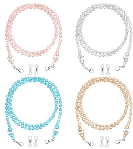 Tucnoeu 4 Stück Brillenkette Perlen, 75cm Brillenkette Brillenband Damen für Sonnenbrillen, Lesebrillen, Sportbrillen