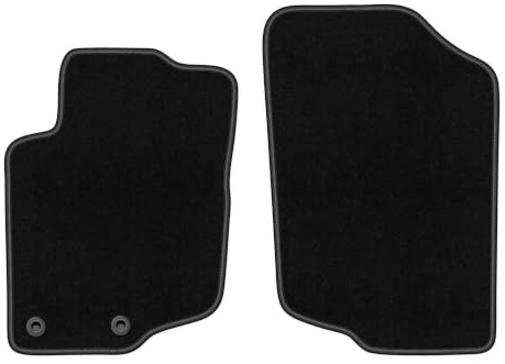 Velours-Fußmatten vorne passend für Peugeot 207CC 2006-2012, Schwarz, BASIC | passend für Coupé/Cabrio; dünner Velours-Teppich (Polypropylen), ca. 4 mm; rutschfest, runde Befestigungen (Typ CP)