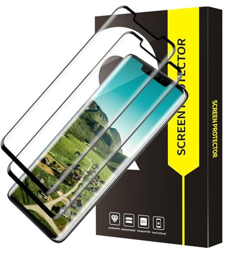 VSEER 2 Stück Schutzfolie für Panzerglas für Huawei Mate 20 Pro, 3D Vollbildschirm Ultrabeständig Ultra-Klar Anti-Bläschen Mate 20 Pro Glasfolie, Einfache Installation Anti-Fingerabdruck Schutzglas