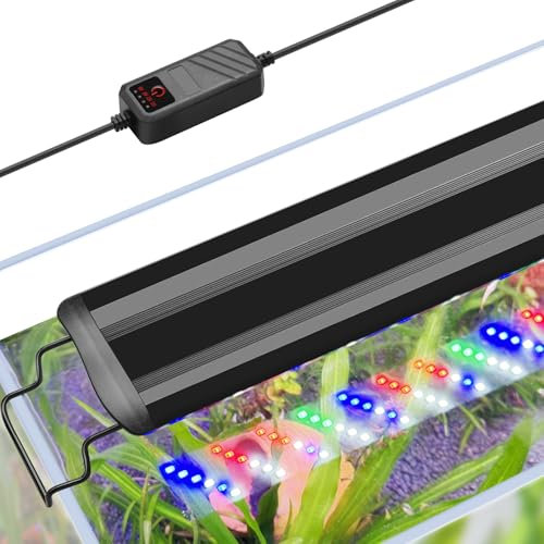 FEDOUR 40-60CM Aquarium LED Beleuchtung, Vollspektrum Aquarium Licht für Pflanzen mit Timer-Funktion, Ausziehbare Metallhalterungen, für Fisch- und Pflanzen Aquarien