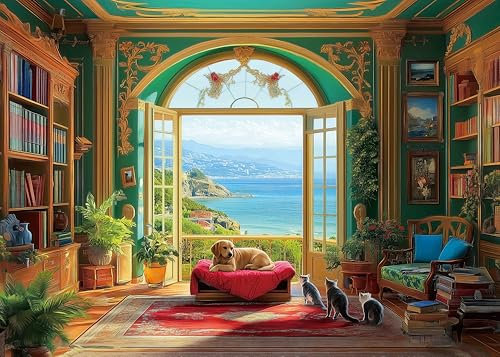 Hykmy Puzzle 1000 Teile Herausforderndes Rätsel Pädagogisches Spielzeug Geschenke Klassische Puzzles für Erwachsene und Kinder ab 14 Jahren,70x50cm-Zeitfenster