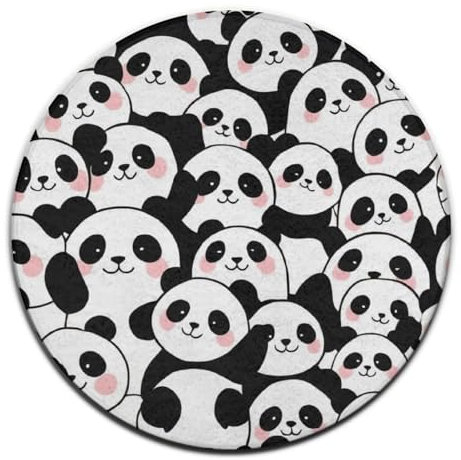 Weicher runder Yoga-Teppich, Wohndekor, modische Sofamatte, süßer Cartoon-Panda-Teppich für den Innen- und Außenbereich,