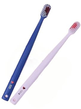 Handzahnbürste 2 stücke Weiche borsten Zahnbürste Schwarz Weiß Herz Paar Pinsel Zähne Erwachsene Zahnbürste Pflege Reise Essentials Bürste(Pink and Blue)