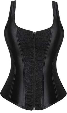 duaicnvow Corset Tops for Women with Sleeves Off Bustier Shapewear Lingerie, Black Bustier Shapewear Lingerie Bodyshaper Top Halloween Costume Outfit Push Up Bodysuit Retro Overbust