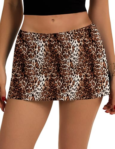 IECCP Hosenrock Damen Sommer Skort Minirock Sexy Kurz mit Hose Tennisrock | Skort Damen Sportrock Rock Sommer Drunter Sommer Elastischer Taille Club Date Festival Röcke Herbst