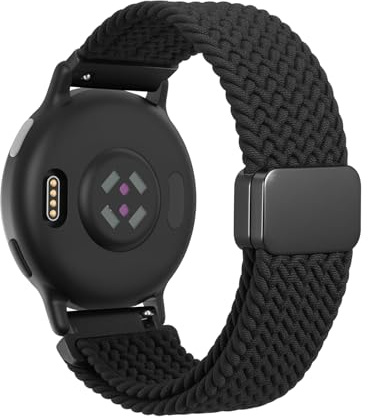 FINTIE 20mm Geflochtenes Armband Kompatibel mit Garmin Vivoactive 6/5/3 | Garmin Venu/Venu 2 Plus/Venu Sq/Sq 2, Forerunner 165/245/55 Uhrenarmband, Magnetverschluss, Elastisch Nylon