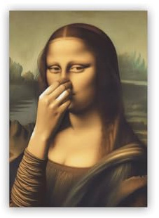 AEFOUU Mona Lisa Wandbilder Badezimmer-Wandposter, Mona Lisa Nase-zu-Geste Toilettenhumor Ironische Wanddeko für Toilette Badezimmer deko Bild – 40x60cm Mit Rahmen