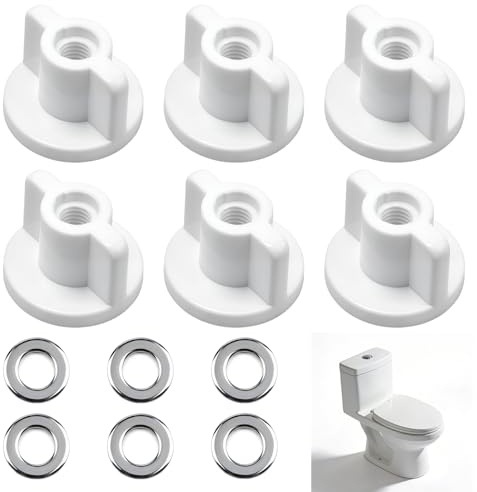 6x WC Sitz Befestigung, robustes WC Befestigungsset gegen Wackeln, Weiß | Stabile Toilettensitz Befestigung, Toilettendeckel Befestigung, langlebige Muttern für die handliche Montage