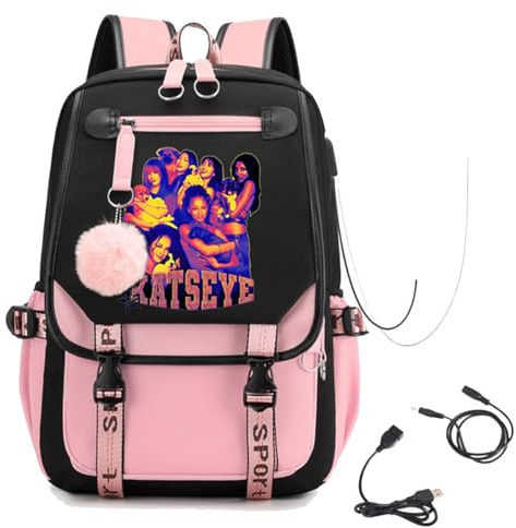 KASENFASHION Katseye Fans Rucksack Harajuku Stil, Geräumiger Schulrucksack & Uni Tasche mit gepolsterten Trägern