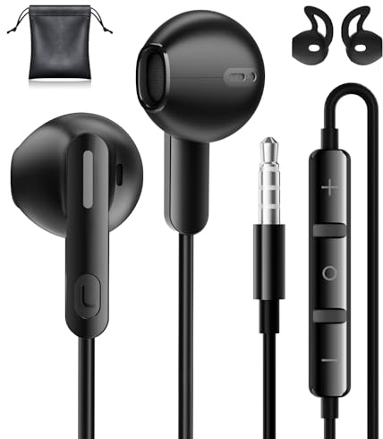 Kopfhörer In Ear Kopfhörer mit Kabel und Mikrofon Ohrhörer 3,5 mm Klinken | Earbuds Satte Bässe Earphones Headphones für iPhone, Samsung, iPad, Xiaomi, MP3, Huawei, usw 3.5mm Audiogeräte