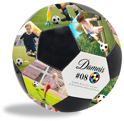 Ballon de football personnalisé avec nom et photo, tailles 5, 3 et 4, cadeau d'anniversaire pour un un papa, les filles, les garçons, les fans de foot, pour les matchs de foot en salle ou en plein air