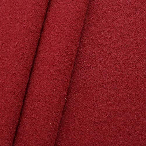 STOFFKONTOR Walkloden Wollstoff Meterware, 100% Wolle, Farbe Dunkel-Rot, Isolierend & Beidseitig verwendbar, ca. 140 cm breit, ca. 350 g/m²