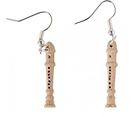 Miniblings Blockflöte Ohrringe Hänger Flöte Flöten Musik Weihnachten Kinder Holz - Handmade Modeschmuck I Ohrhänger Ohrschmuck versilbert