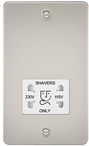 Knightsbridge FP8900PLW FP8900 FPAV8900PLW Flat Plate 115V/230V Dual Voltage Shaver Socket-Pearl, 230 V, White Insert