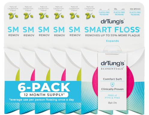 DrTung's Smart Floss - Natural Dental Floss, Cardamom Flavor - Pack of 6