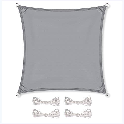 CelinaSun Sonnensegel wasserdicht PES Quadrat 2x2m hell grau UPF 50+ Premium Sonnenschutz inkl Befestigungsseile