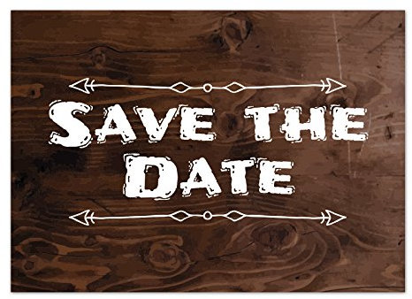 10 x Save the Date Karten mit Umschlag/Weiße Schrift auf Holz/Neutral/Geburtstag/Jubiläum/Einladung/Verkündung
