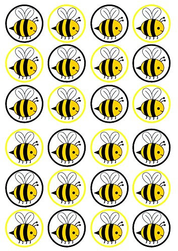 PRECUT Bumble Bee Cupcake Toppers, Bienen Essbare Kuchen Topper, Essbare Bienen Kuchen Dekorationen, Bee Party Dekorationen, Sommer Kuchen Dekoration, Insekten Kuchen Toppers (24)
