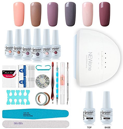 Gel Nail Polish Starter Kit, Speed Curing 48W Professional LED lamp Base Top Coat Set & 6 Colours, Manicure Tools Popular Nail Art Designs by Vishine #12